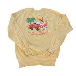 Vintage 1987 Jim Benton Small Graphic Yellow Crewneck Sweatshirt Made In USA NWT